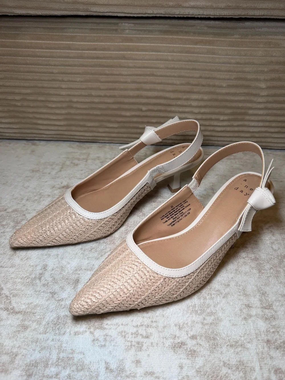 A New Day Milan Raffia Slingback Heels Beige Women’s Size 8